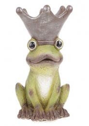 Žába s korunkou na hlavì (obal na kvìtiny), zahradní magneziová keramika.